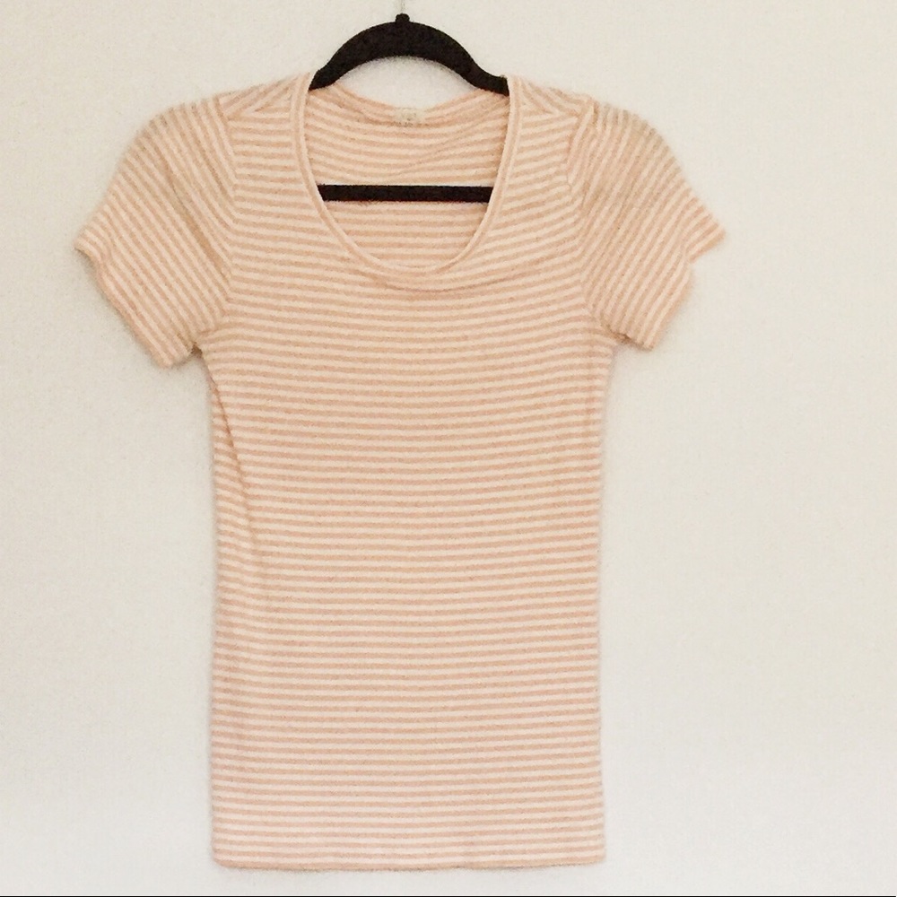 J Crew Striped Light Orange Tee